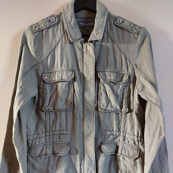 Michael Stars linen Utility Anorak Military jacket - Picture 2 of 8